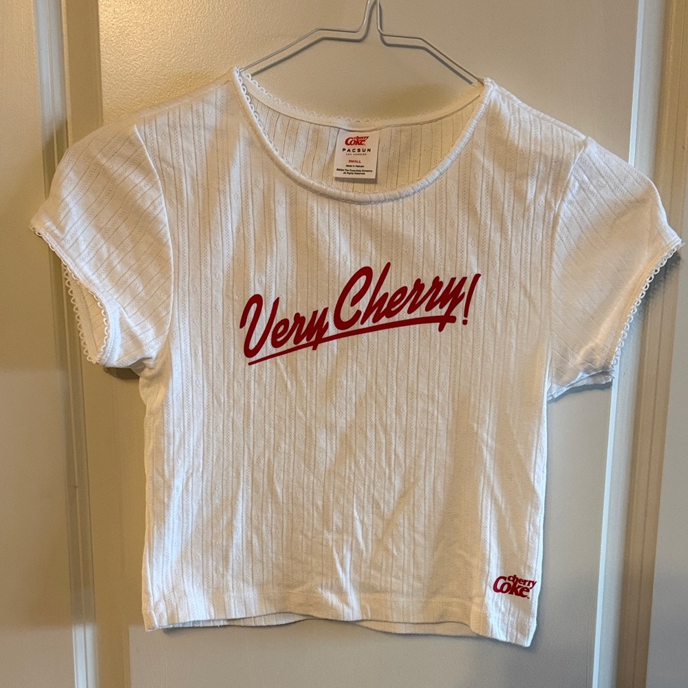 PacSun White and Red Graphic Tee
